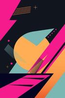 Abstract background and place for text. Trendy geometrical poster. Dark background and bright figures. Retro style. vector