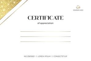 Certificate template with gold corner. Blank paper sheet for diploma, business, certificates, prizes, universities and companies. vector