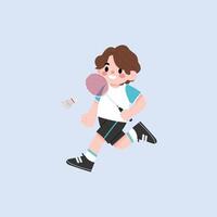 Illustration of a boy playing badminton vector