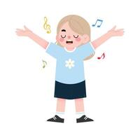 A girl with her arms outstretched and music notes flying around her vector