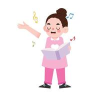 A girl is singing and holding a book vector
