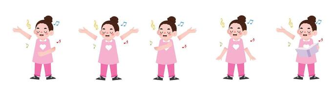 A cartoon woman in pink is dancing and singing vector