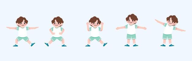 A cartoon boy in different poses vector