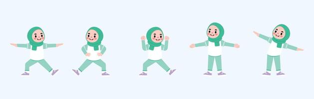 A cartoon character in a green hijab vector
