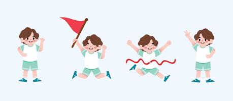 A boy is jumping and waving a flag vector