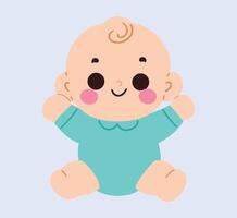 A cartoon baby with a blue shirt and pink cheeks vector
