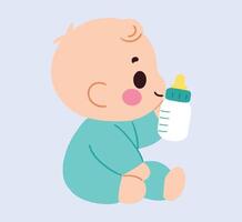 A baby is drinking from a bottle vector