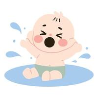 A baby is splashing in the water vector