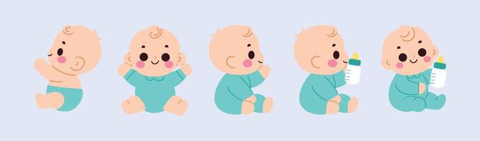 A cartoon baby with different poses vector