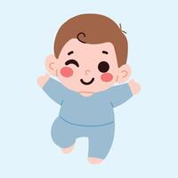 A cartoon baby in pajamas is jumping up and down vector