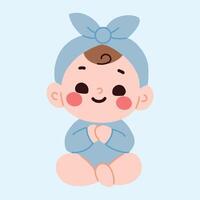 A cartoon baby with a bow on its head vector