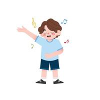 A boy is singing and waving his hands vector