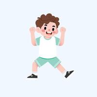 A boy in a t - shirt and shorts is jumping vector