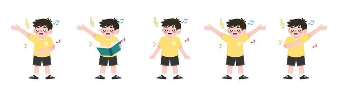 A cartoon boy with different expressions vector