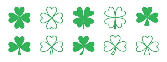 Clover sign and symbol. Four leaf clover icon set. Four leaf clover flower simple illustrations. vector