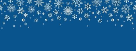 Snowflake border. Snowflakes falling. Christmas decoration with falling snow on a blue background.Snow background. Texture of wet snowflakes drawing. Abstract Christmas concept. vector