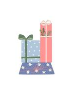A festive heap of beautifully wrapped presents with decorative bows, creating a joyful holiday atmosphere for seasonal projects vector