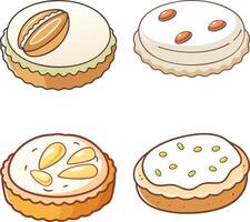 tart high-quality bundle set ideal for menus, food and fruit concepts illustration. vector