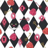 Alice in Wonderland seamless pattern vector