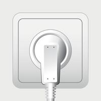 white electrical socket with plug isolated on white background vector