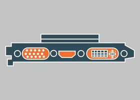 colorful blue videocard icon for computer isolated vector
