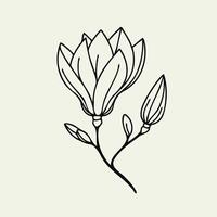 A drawing of a flower with leaves, Lisianthus flower leaf hand drawn design vector