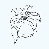 A black and white drawing of a lily, Natures Elegance Black Logo with Monochrome Botanical Design Botanical Harmony Elegant Black Icon Featuring Sleek Florals vector