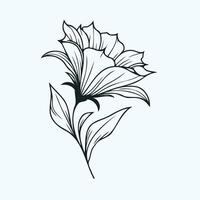 A black and white drawing of a flower, bluebell. Hand painted flower. Graphic campanula isolated on background. Botanical and wedding illustration. For designers, invitations, decoration, postcards vector