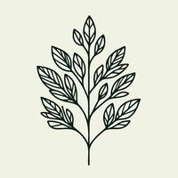 A stylized illustration of a leaf, set with branches and tea leaves. Hand drawn graphics, tea leaves. Design and decoration vector