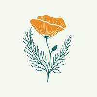 Adobe Illustrator Artwork, set of contour spring flowers eustoma, line art floral, leaves black and white illustration lisianthus set of decorative elements of plants Eschscholzia vector