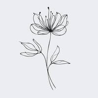 A black and white drawing of a flower, Doodle flower branch, cute and unusual bud, can be used to decorate postcards, business cards or as an element for design vector