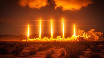 Launching deadly combat missiles in the middle of the desert sand desert photo