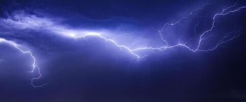 Lightning strikes over a dark sky with a large cloud in the background photo