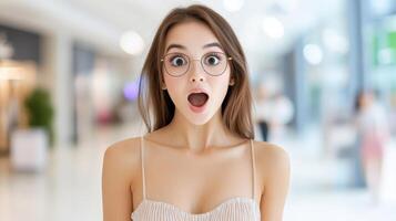Customer being amazed or surprised by a personalized product experience photo