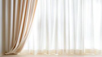 Sunlight is illuminating elegant curtains and window in a modern home interior, creating a warm and inviting atmosphere photo