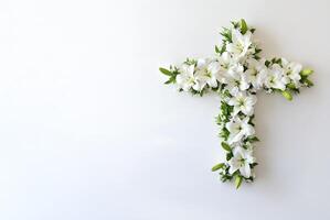 cruzar hecho de flores y del bebe aliento foto