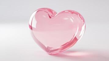 3d icon of hearts, transparent and frosted glass texture, high glossy, pastel color of pink photo
