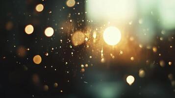 Abstract background with bokeh defocused lights and shadow from cityscape at night, vintage or retro color tone photo