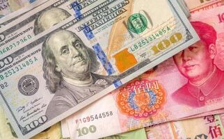 currencies of dollar, yuan and another money photo