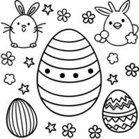Easter Doodle Art Featuring Eggs and Rabbit vector
