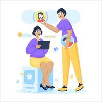 Flat illustration of client review or customer feedback experience vector