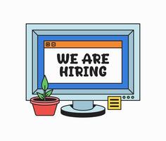 Retro Hiring Computer Design vector