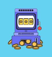 Slot Machine in Cartoon Hand Drawn illustration vector