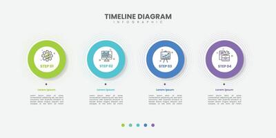 Business infographic template. 4 Step timeline journey. Process diagram, 4 options on white background, Infograph elements vector