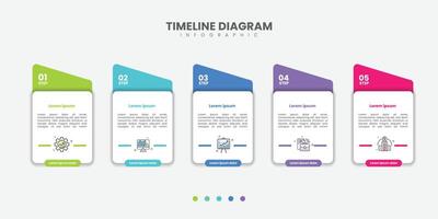 Business infographic template. 5 Step timeline journey. Process diagram, 5 options on white background, Infograph elements vector