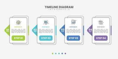 Business infographic template. 4 Step timeline journey. Process diagram, 4 options on white background, Infograph elements vector