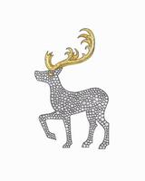 Crystal Encrusted Stag. its body entirely covered in shimmering crystal like patterns. The antlers highlighted with golden accents. vector