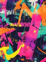 Bright abstract artwork with bold colors and dynamic textures on canvas photo