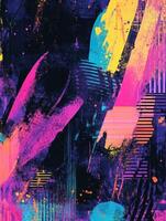 Vibrant abstract art with bold colors and dynamic shapes in dark background photo