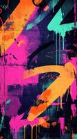 Vibrant abstract art showcasing colorful brush strokes and textures photo